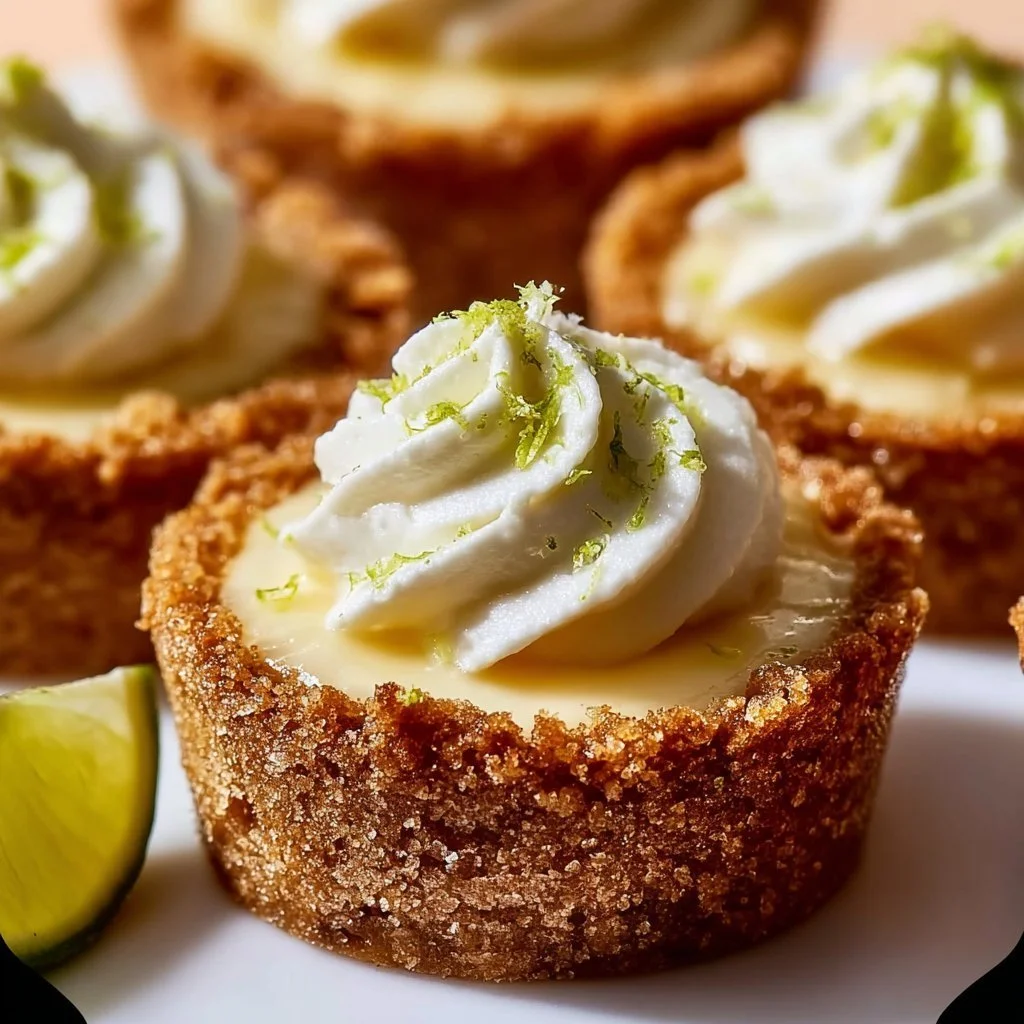 Delicious no-bake mini key lime pies on a dessert platter.