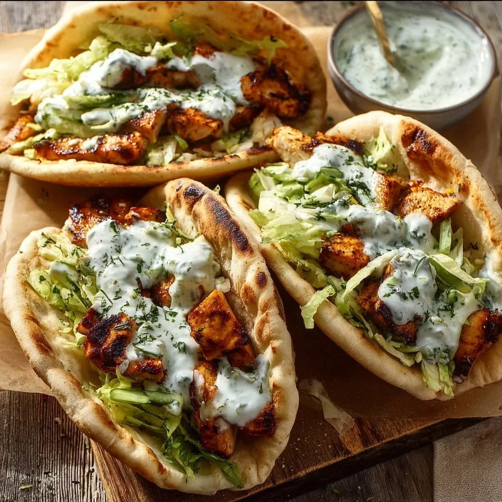 Sheet Pan Chicken Pitas with Herby Ranch served on a plate