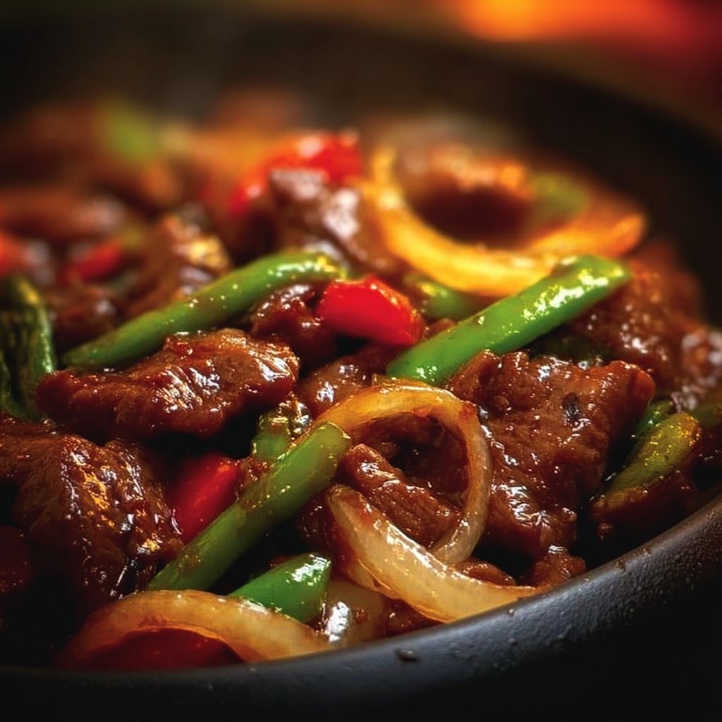 Sizzling Chinese Pepper Steak with Onions