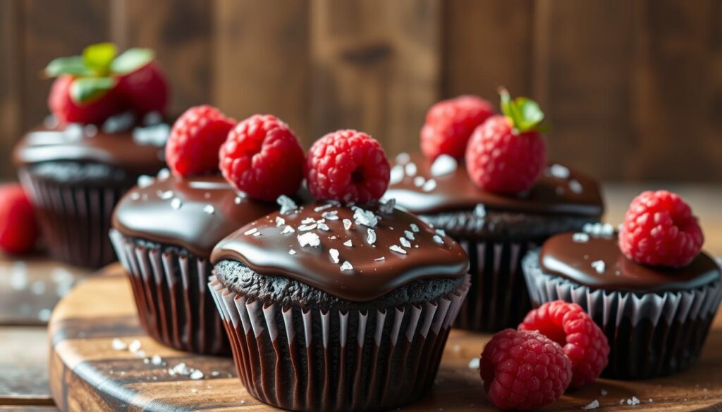 Décoration de muffins au chocolat noir