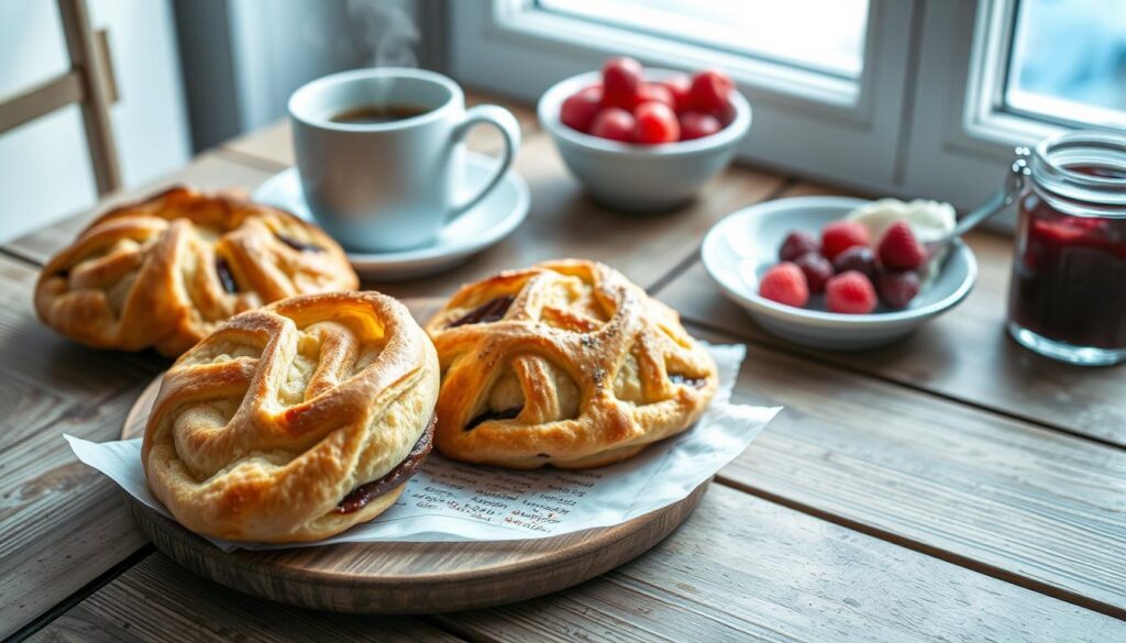 Petit-déjeuner gourmand avec pains au chocolat