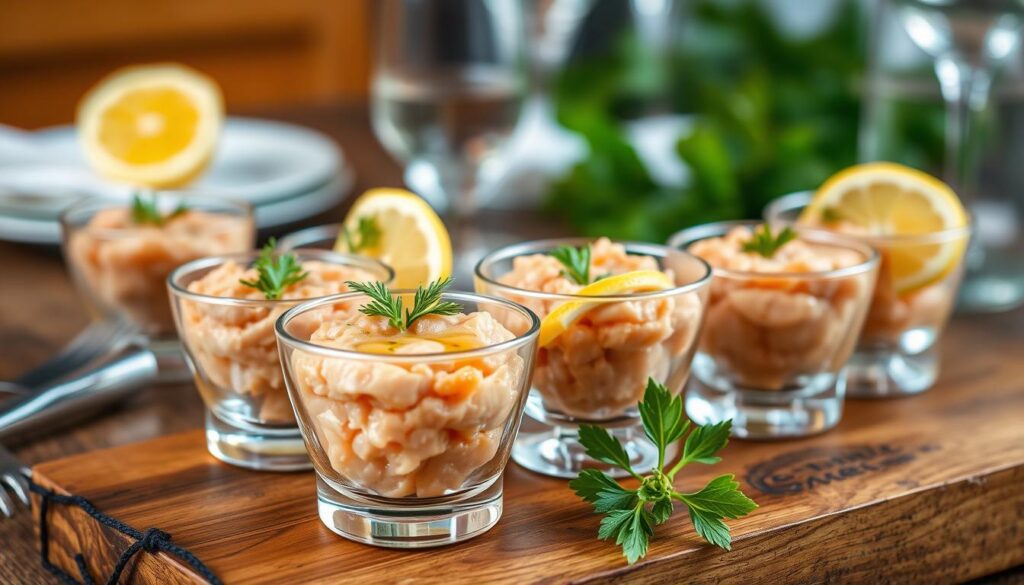 Rillettes de saumon en verrine apéritive