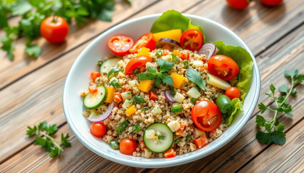 Salade de quinoa aux légumes frais