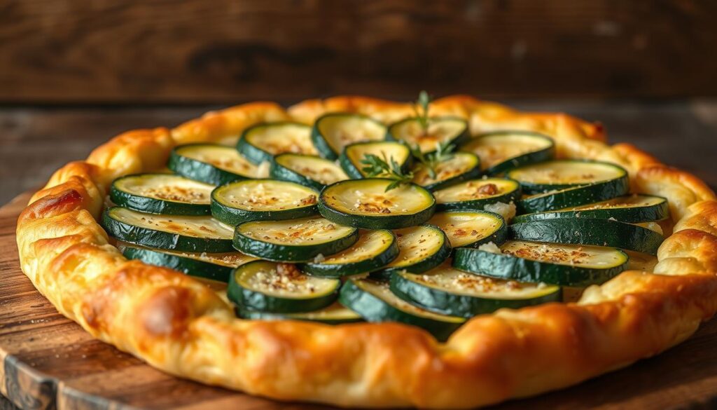 Tarte aux courgettes dorée et appétissante