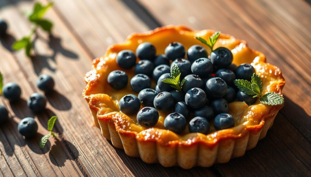 Tarte aux myrtilles dorée