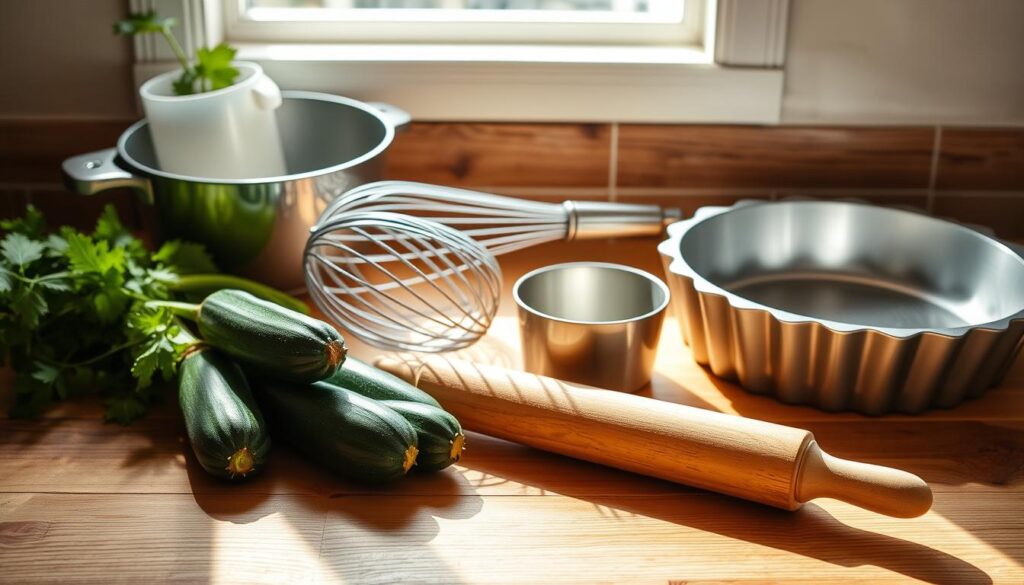 Ustensiles pour tarte aux courgettes